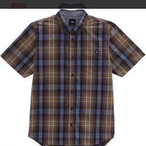Vans Campbell true navy sirt Men's Casual Blue and Brown Plaid Shirt